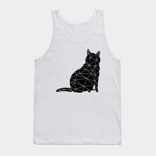 A round cat sits and looks around, Cat Geometric for Light Tank Top
